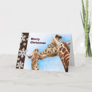 Giraffen-und Kalb-Weihnachtskarte Feiertagskarte