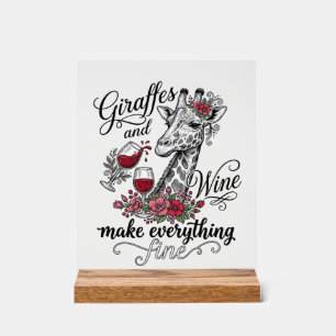 Giraffen und Wein Vintage-Stich-Shirt-Design_1 Acrylschild