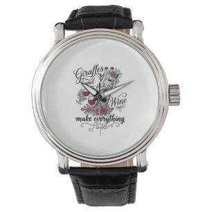 Giraffen und Wein Vintage-Stich-Shirt-Design_1 Armbanduhr