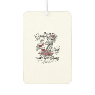 Giraffen Und Wein Vintage-Stich-Shirt-Design_1 Autolufterfrischer
