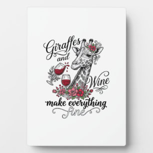Giraffen und Wein Vintage-Stich-Shirt-Design_1 Fotoplatte