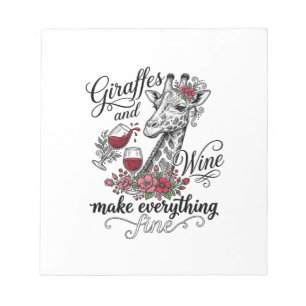 Giraffen und Wein Vintage-Stich-Shirt-Design_1 Notizblock