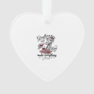 Giraffen Und Wein Vintage-Stich-Shirt-Design_1 Ornament