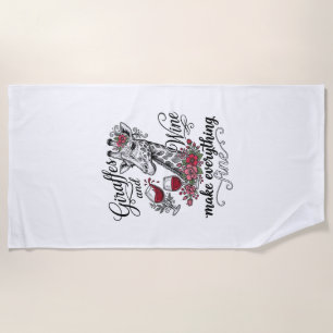 Giraffen und Wein Vintage-Stich-Shirt-Design_1 Strandtuch