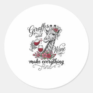 Giraffen Und Wein Vintage Sticker Shirt Design_1