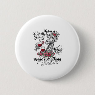Giraffen Und Wein Vintage Sticker Shirt Design_1 Button