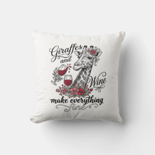Giraffen Und Wein Vintage Sticker Shirt Design_1 Kissen