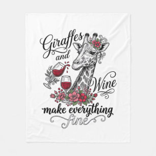 Giraffen Und Wein Vintage-Stickerei-Shirt-Design_1 Fleecedecke