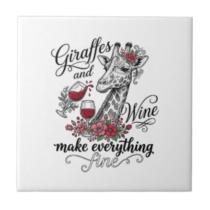 Giraffen Und Wein Vintage-Stickerei-Shirt-Design_1 Fliese