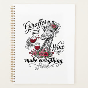 Giraffen Und Wein Vintage-Stickerei-Shirt-Design_1 Planer
