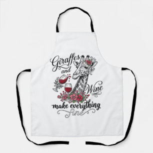 Giraffen Und Wein Vintage-Stickerei-Shirt-Design_1 Schürze