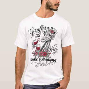 Giraffen und Wein Vintage-Stickerei-Shirt-Design_1 T-Shirt