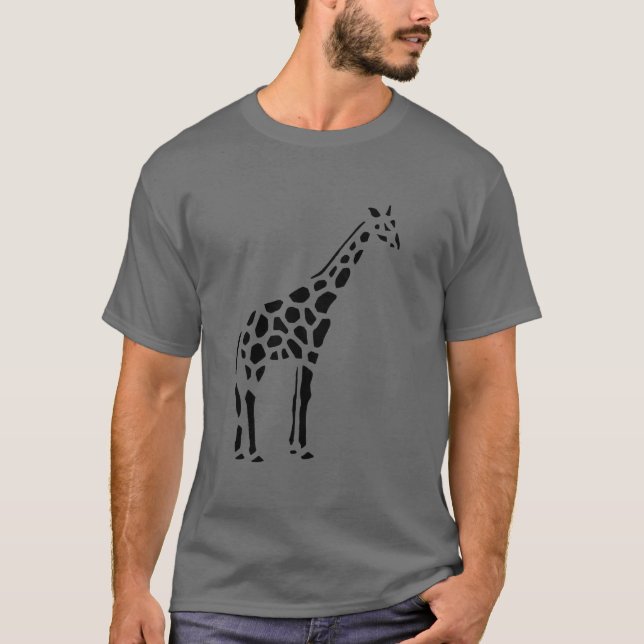 Giraffen-Vintager hölzerner Stich T-Shirt (Vorderseite)
