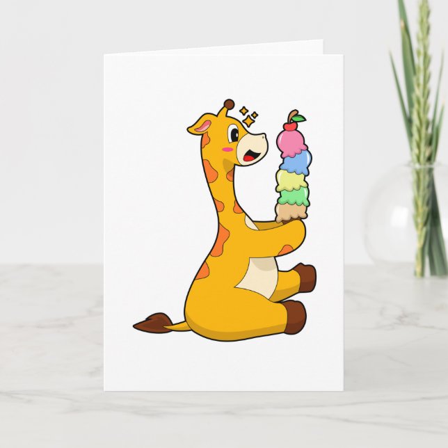Giraffen-Waffel-Eiscreme Karte (Vorderseite)