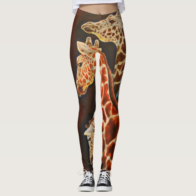 Giraffen, wir drei Afrikaner-Tier-Kunst Leggings (Vorderseite)