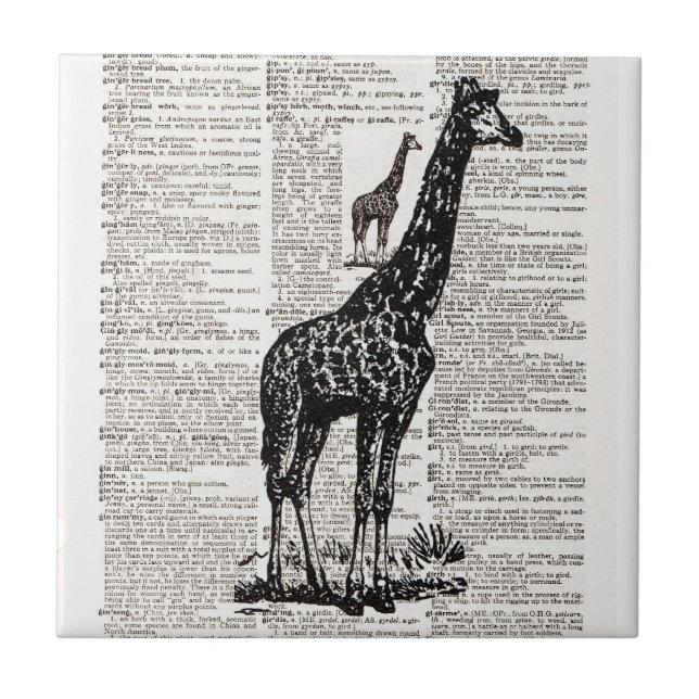 Giraffen-Wörterbuch-Kunst Fliese (Vorderseite)