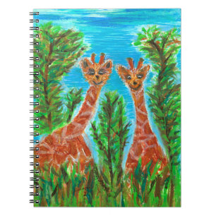 Giraffen-Zwillinge – Fantasievolles Tierkunst-Noti Notizblock