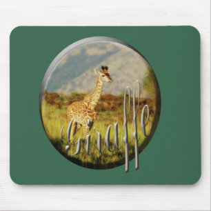 Giraffenbabytiersafari mousepads Grün