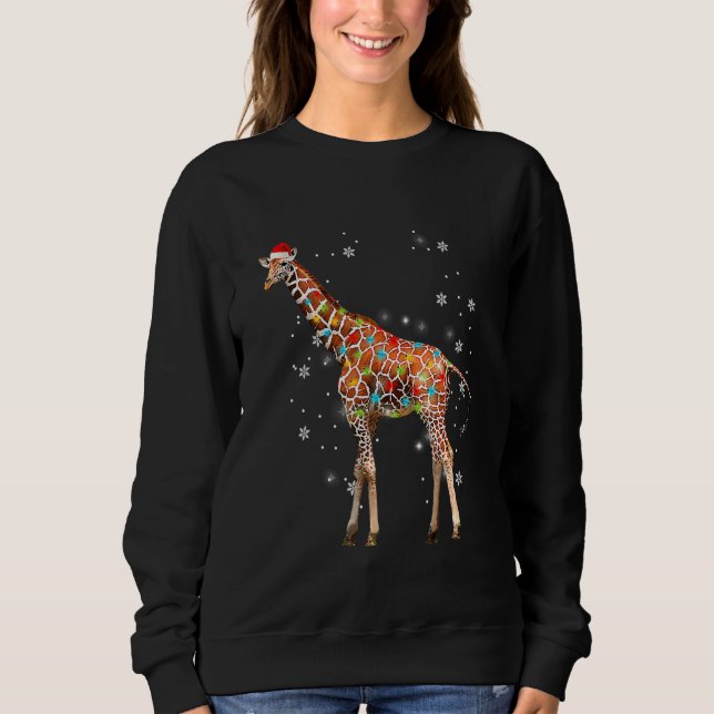 Giraffenbaum-Lichter-Weihnachtspullover Xmas-Tier  Sweatshirt (Vorderseite)