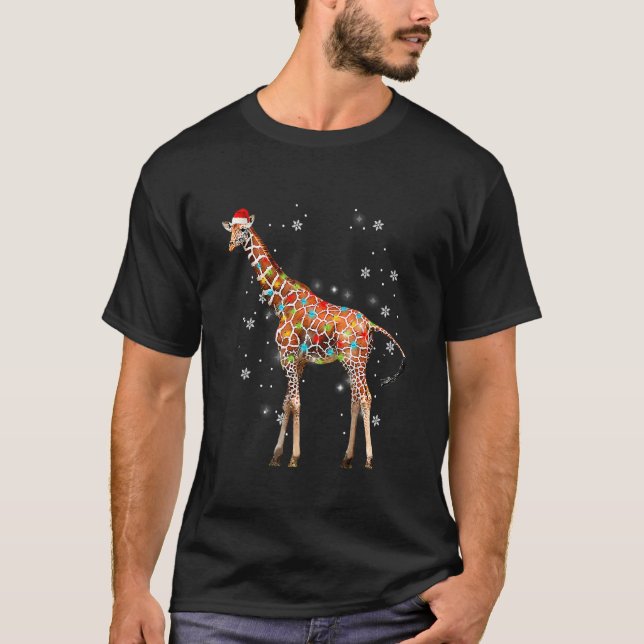 Giraffenbaum Lichter Weihnachtspullover Xmas Tier  T-Shirt (Vorderseite)