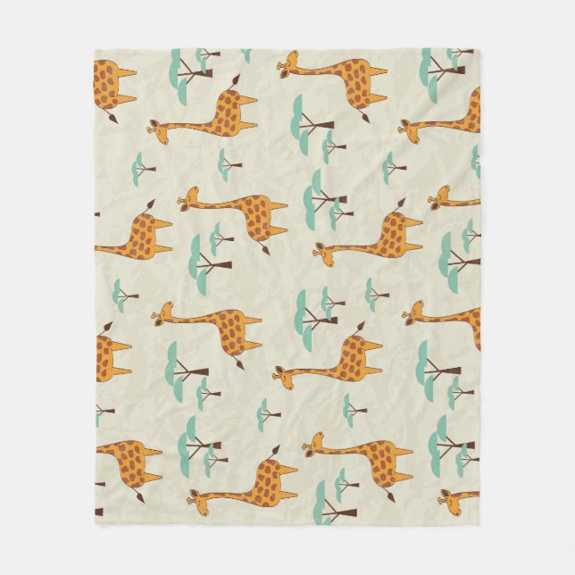 Giraffenbaumstruktur Vintage Muster. Fleecedecke (Vorderseite)