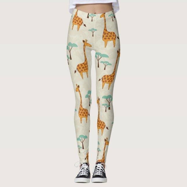 Giraffenbaumstruktur Vintage Muster. Leggings (Vorderseite)