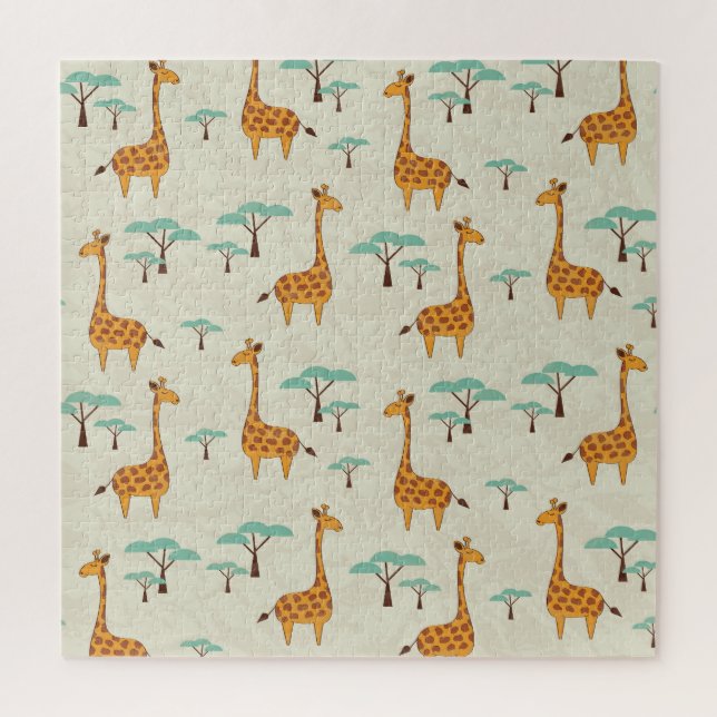 Giraffenbaumstruktur Vintage Muster. Puzzle (Vertikal)