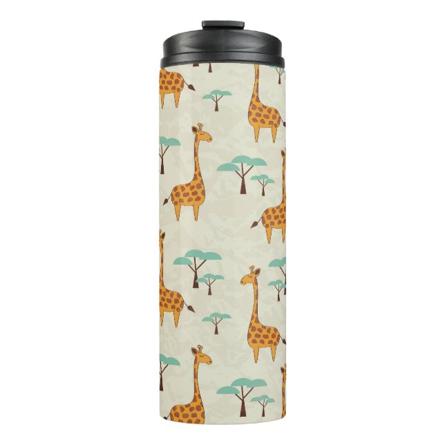 Giraffenbaumstruktur Vintage Muster. Thermosbecher (Vorderseite)