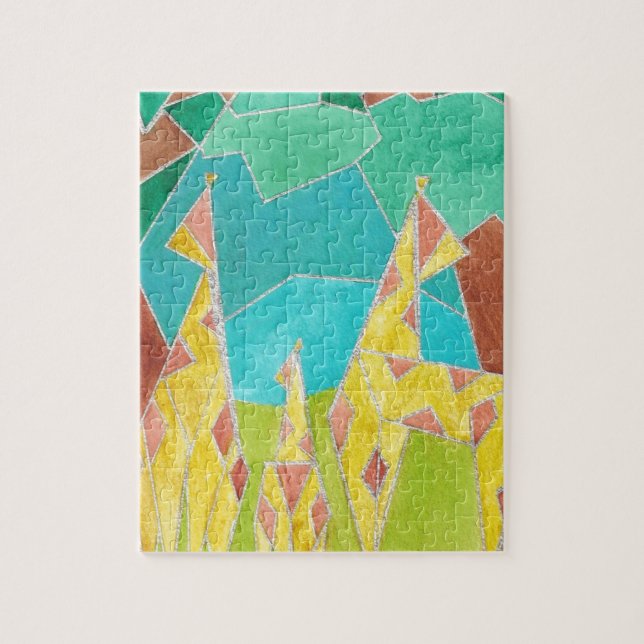 Giraffenfamilie Original Abstrakt Kunst Puzzle (Vertikal)