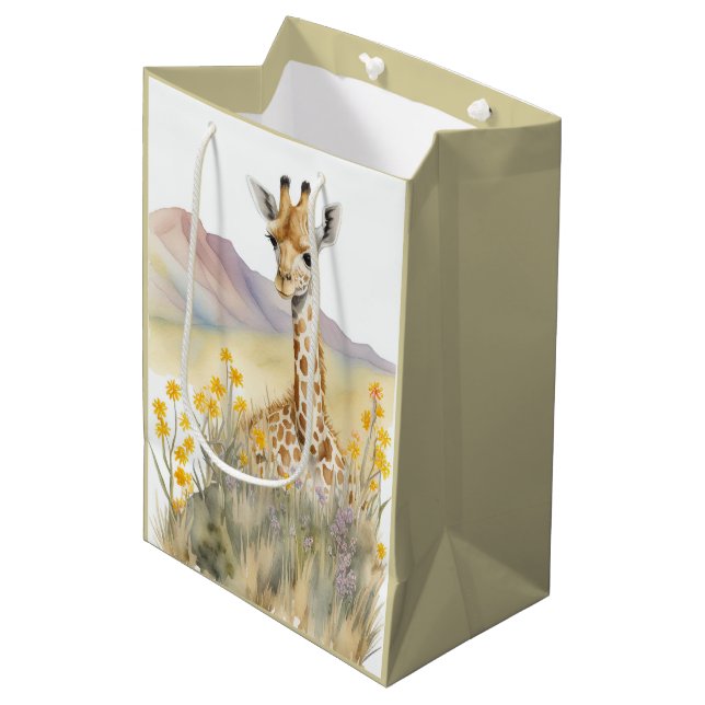 Giraffengeschenktasche Mittlere Geschenktüte (Vorderseite Schrägansicht)