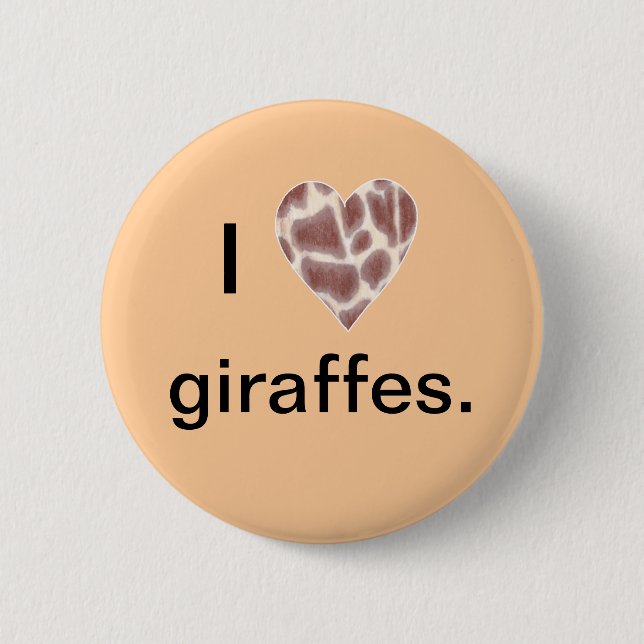 Giraffenherz, Ich liebe Giraffen Button auf Knöpfe (Vorderseite)