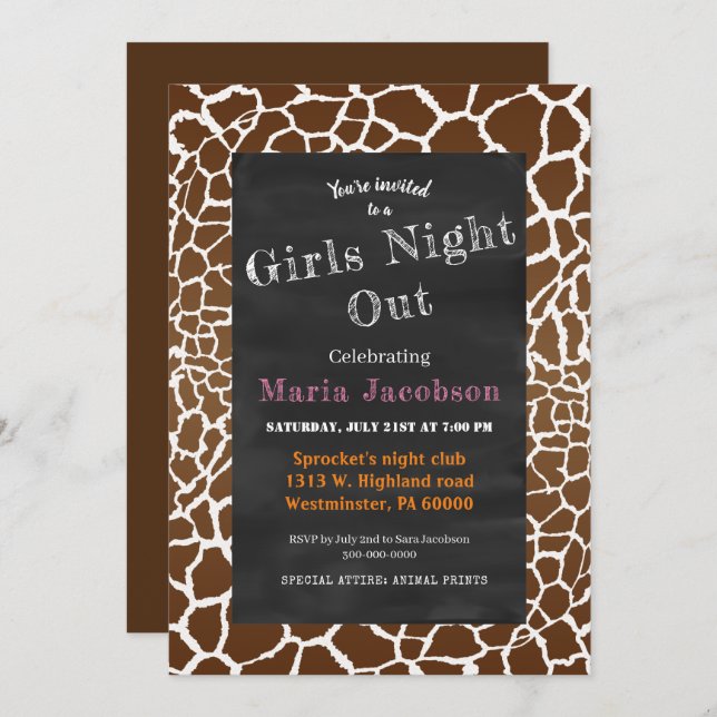 Giraffenkalkpappe Einladung (Vorne/Hinten)
