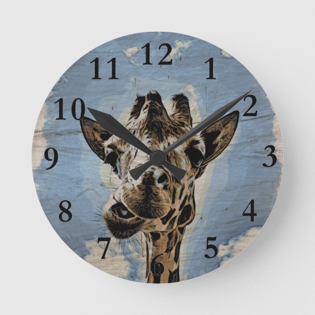 Giraffenkauen Runde Wanduhr (Vorderseite)