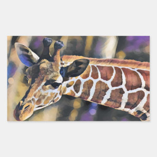 Giraffenmalerei Kunst Vintage Rechteckiger Aufkleber