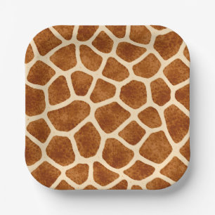 Giraffenmuster Braun Beige Babyparty Safari-Thema Pappteller
