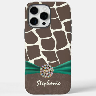 Giraffenmuster-Druckband und Rhinestone iPhone 16 Pro Max Hülle