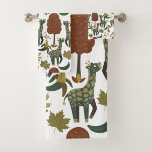 Giraffenmuster   farbiges Blumenmuster Badhandtuch Set