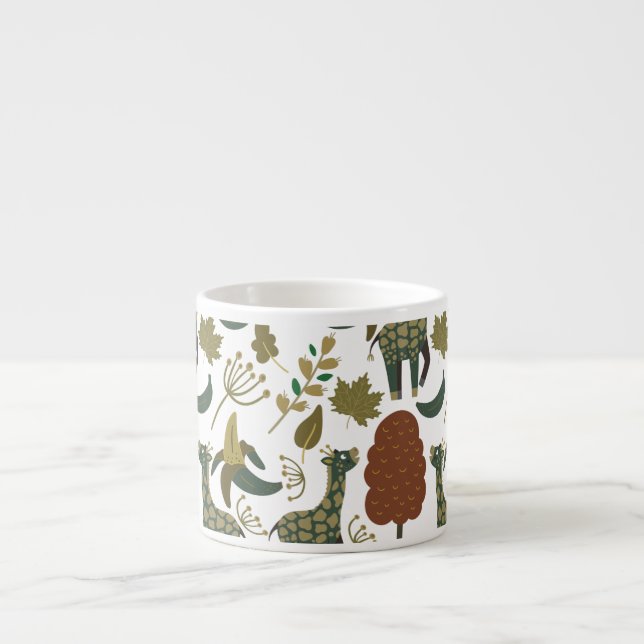 Giraffenmuster | farbiges Blumenmuster Espressotasse (Vorderseite)