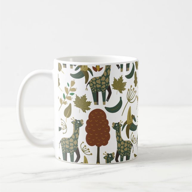 Giraffenmuster | farbiges Blumenmuster Kaffeetasse (Links)