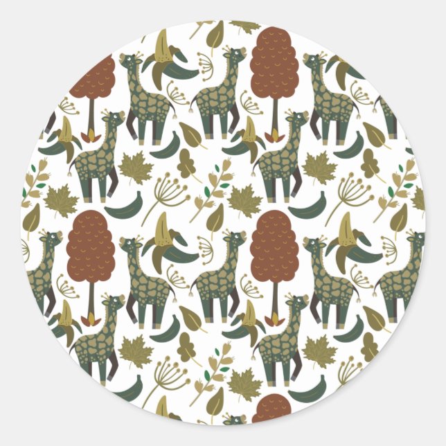 Giraffenmuster | farbiges Blumenmuster Runder Aufkleber (Vorderseite)