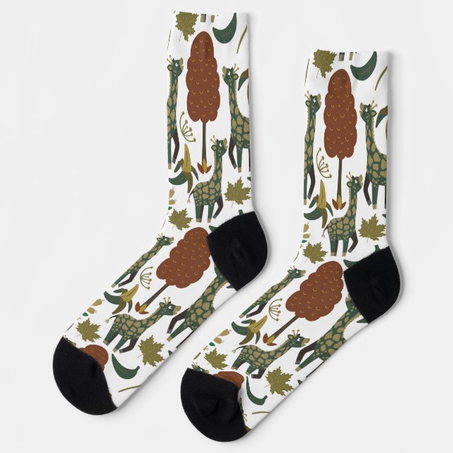 Giraffenmuster | farbiges Blumenmuster Socken (Linkes Detail)