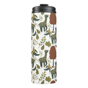 Giraffenmuster farbiges Blumenmuster Thermosbecher