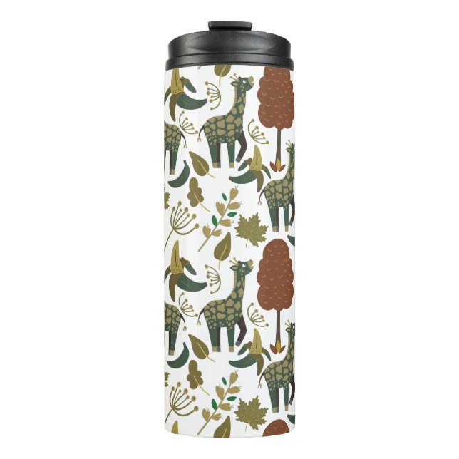 Giraffenmuster | farbiges Blumenmuster Thermosbecher (Vorderseite)