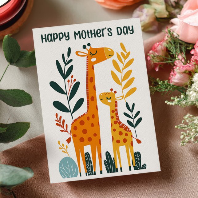 Giraffenmutter mit Kalb Süßer Glücklicher Mutterta Karte (Von Creator hochgeladen)
