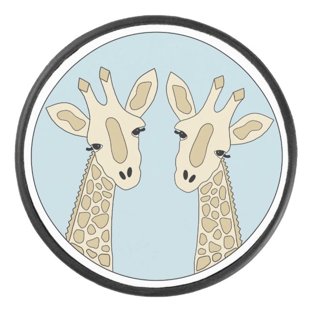 Giraffenpaar blau eishockey puck (Vorderseite)