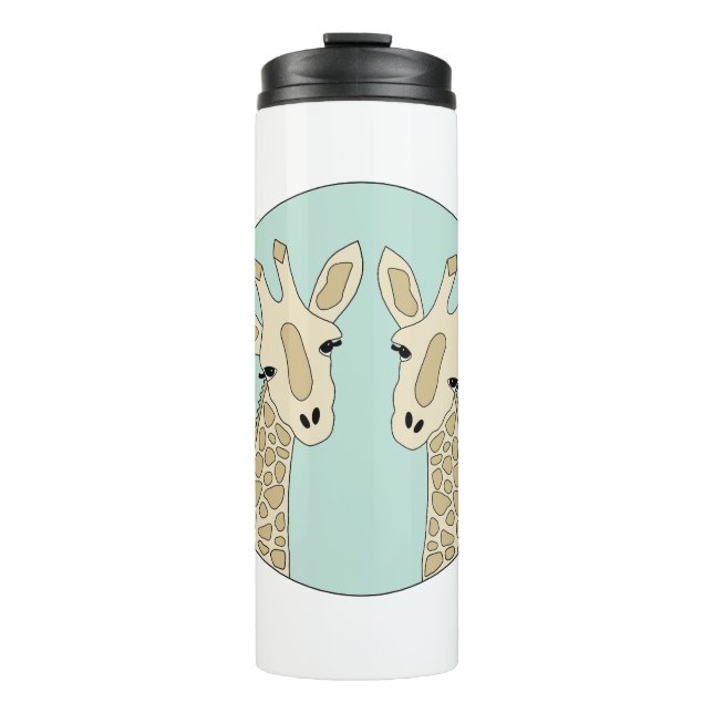 Giraffenpaar grün thermosbecher (Vorderseite)