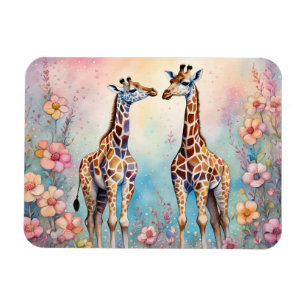 Giraffenparadies in einem pastellfarbenen Garten Magnet
