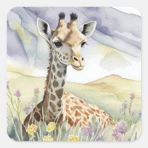 Giraffensticker Quadratischer Aufkleber