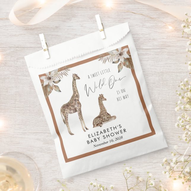 Giraffes Boho Watercolor Babydusche Geschenktütchen (Ausgeschnitten)