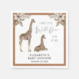 Giraffes Boho Watercolor Babydusche Serviette